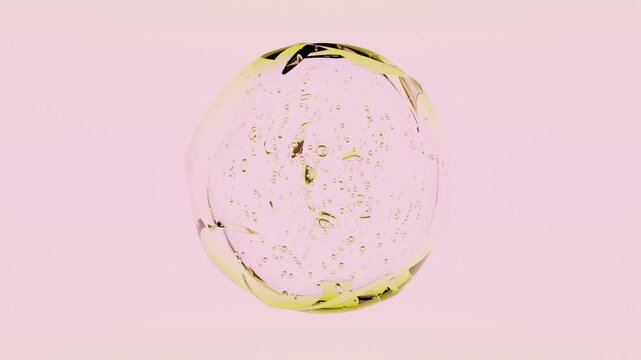 Futuristic Transparent Liquid Blob with Internal Air Bubbles on Bright Neon Two Color Gradient Background Abstract 3D Motion Scene for Marketing and Digital Visual Content