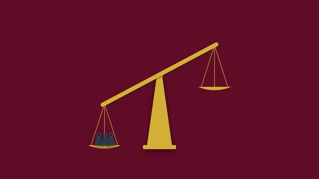Animated Gold Scale with Falling Weights