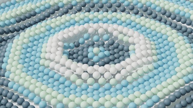 Abstract 3D Landscape of Mixed Geometric Elements Animated by Rhythmic Concentric Wave Motion with Elevation Driven Color Changes Futuristic Background for Branding Marketing and Digital Content Creat