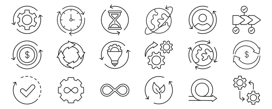 Continuity line editable icon set. Editable stroke. Vector Illustration