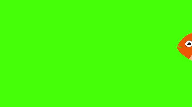 colorful fish shoal animation video on green screen background for lullaby music