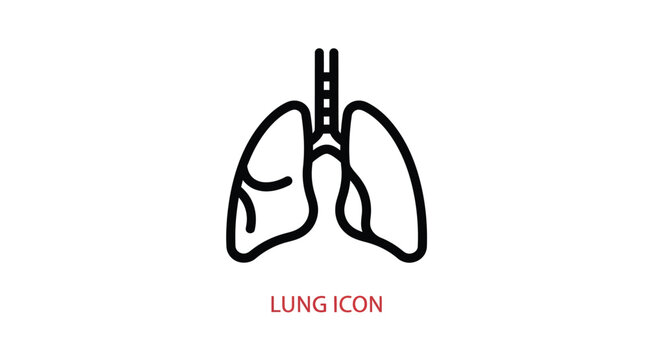 A simplified black line drawing depicts a pair of human lungs with a trachea labeled lung icon