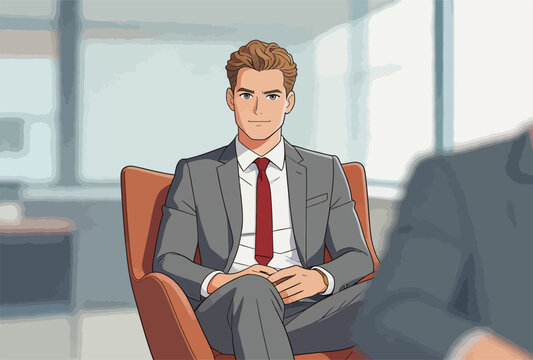 An Office Interview Scene With A Professional Businessman