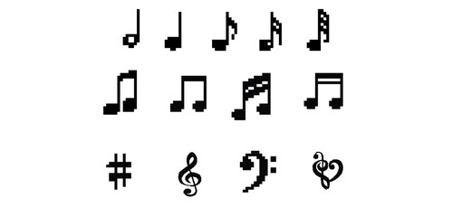 music notes set in pixel art © Sofyan