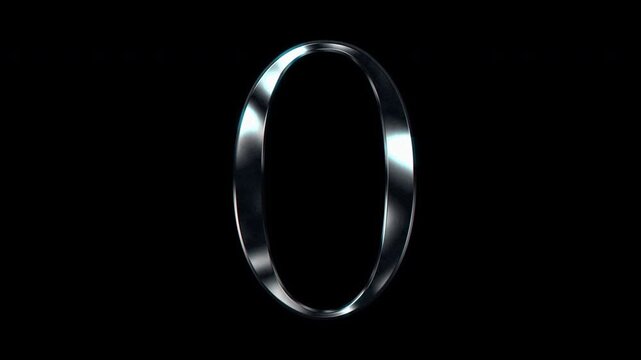 Silver metallic Capital letter "O". Alpha channel. Serif font. Seamless loop video.