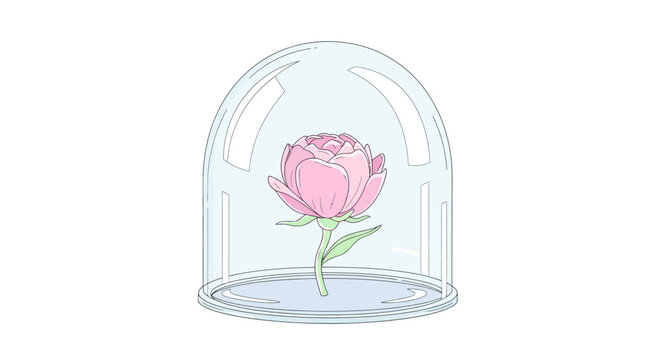 Pink Rose Under Glass Dome.