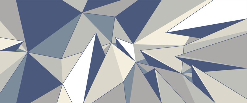 Polygonal vector 3D abstract background, low poly surface with broken wrecked sharp elements, crystal structure triangular polygons, minimal abstraction.