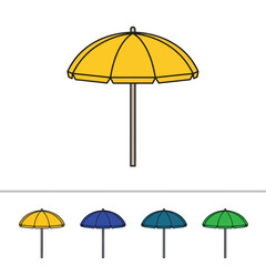 Obraz premium Yellow Beach Umbrella and Color Options, Isolated on White