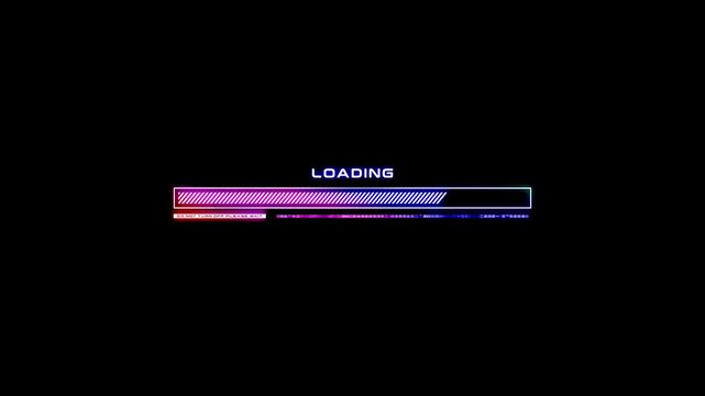 Colorful glitch loading bar animation progress indicator