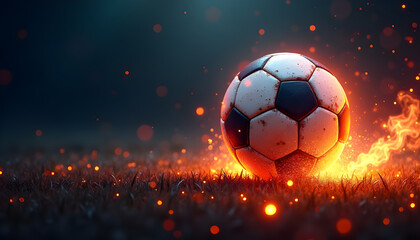 Naklejka premium Glowing Energy Soccer Ball – Futuristic Sports Particle Concept