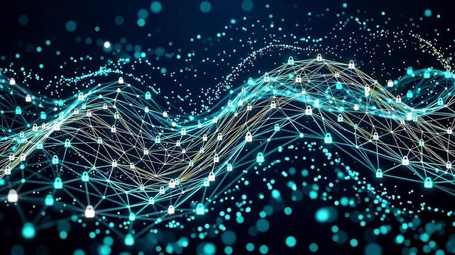 Digital network with lock icons ideal for tech startups and software promos