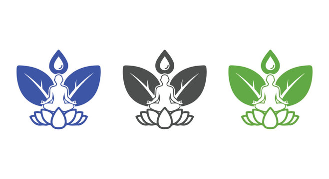Minimalist vector illustration of a stylized candle with flames in three different color variations including blue