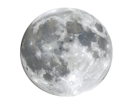 Full moon isolated on transparent background png, detailed lunar surface with visible craters and realistic astronomy texture