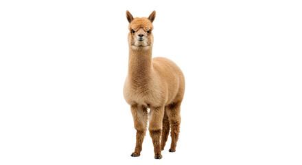 Obraz premium brown alpaca standing isolated white background soft fur natural animal portrait