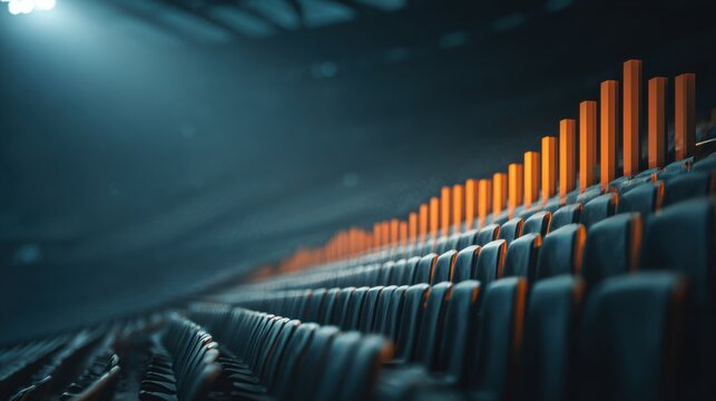 Rows of Empty Seats With Orange Bar Graph
