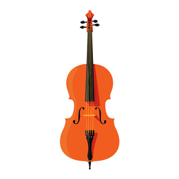 Flat-design 2D vector artwork of a Cello, styled as an icon and isolated against white background