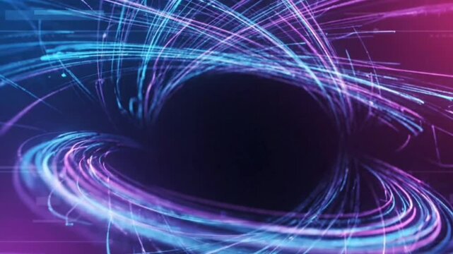 A mesmerizing, high-tech vortex, featuring swirling, luminous trails of energy, suggesting the immense power and enigma of the technological age.