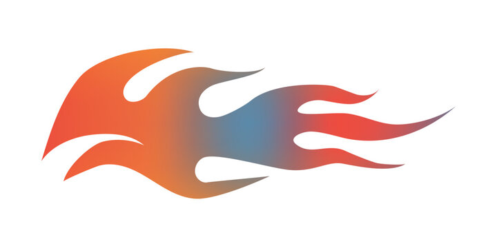 Illustration of abstract silhouette fire flames tattoo vector art design in three colors. Tribal lame car vinyl decal and airbrush stencil. Orange, red, and blue.