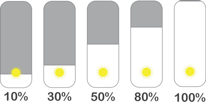 Set of progress bar icons showing percentage completion from 10 to 100 flat vector design for UI and UX elements