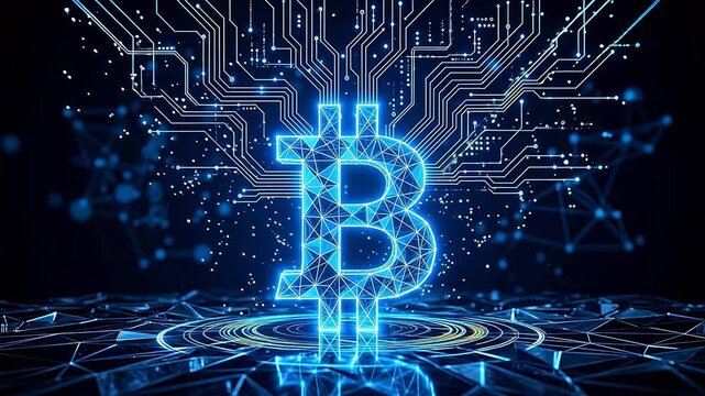 Digital Bitcoin Symbol with Circuit Design symbolizing digital transformation and future innovation