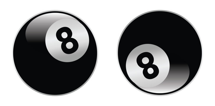 Vector 8 ball illustration isolated on white background. Can be used for logo element, or any kind of decoration or print work.