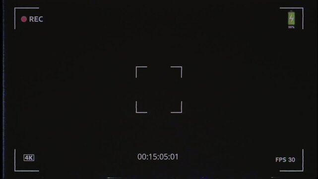 4K Camera Viewfinder Recording Screen Overlay &ndash; REC Indicator Timecode FPS Battery HUD Interface Motion Background