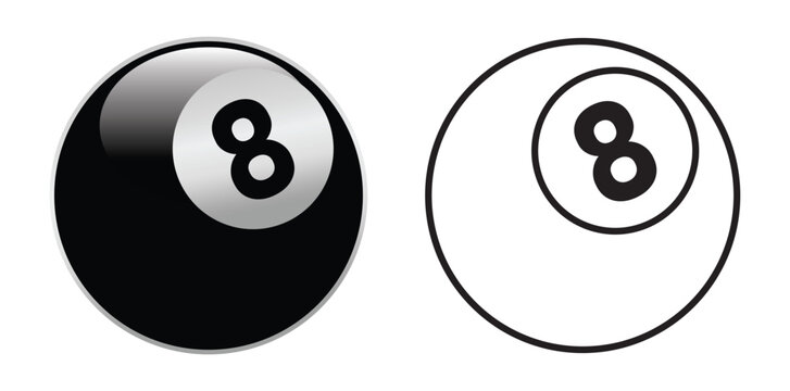Pool 8 ball icon clipart and lineart vector symbol