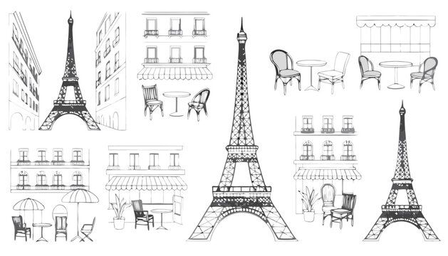 Paris city skyline minimalist line art illustration