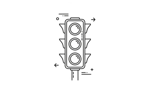 Traffic light line icon vector stoplight outline symbol for transport control direction and road regulation