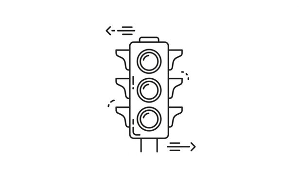 Traffic light line icon vector stoplight outline symbol for transport control direction and road regulation