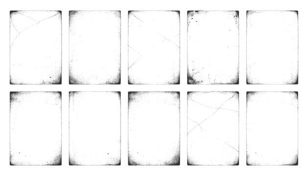 Grunge frame with overlay texture. Old dirty concrete background with cracks and scratches. Distressed grainy surface. Vintage urban backdrop. Scraped and stained design element. Vector illustration