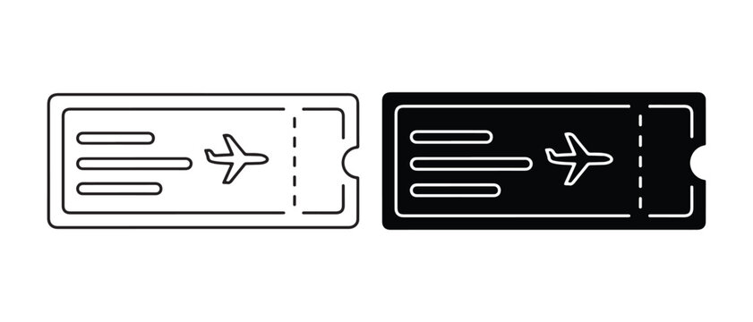Collection of airline tickets with airplane icons for travel and transportation