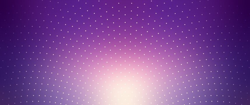Geometric dotted pattern cover glowing purple violet background. Abstract technology minimal illustration. Wide format banner.