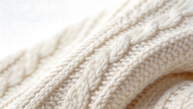 Closeup of creamcolored knitted fabric