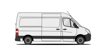 delivery van side view illustration on transparent background © Muskan