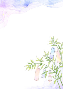 七夕の水彩風フレーム