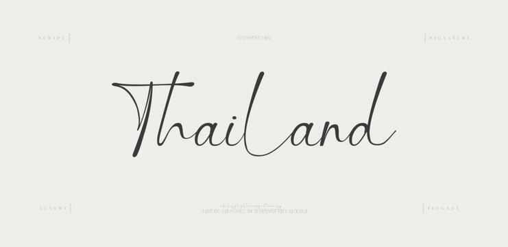 Thailand, Script font alphabet logo. Typography Beauty fashion luxury classic letters serif fonts decorative wedding vintage retro logos. vector illustration
