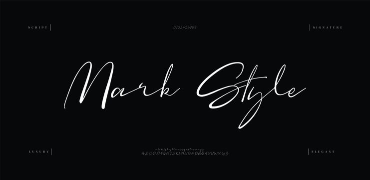 Mark Style, Classy elegant font, vintage type or luxury premium typeface, vector English royal alphabet. Classic typography in modern or old art deco style, serif letters for modern,
