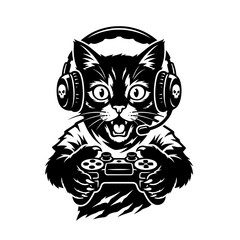 Gamer Cat svg, Video Game Kitty svg, Gamer cat svg design, Cat game controller svg, Gaming Kitty silhouette, Headset Cat svg © Digi Guru