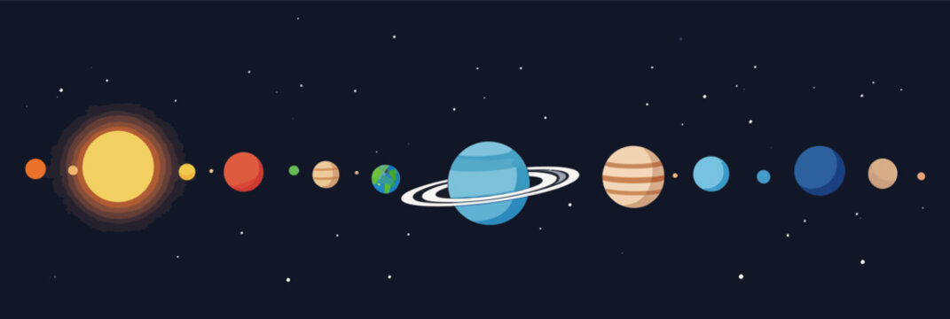 Flat Style Solar System Planet Sequence Illustration