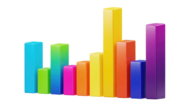 Colorful 3d bar graph on black isolated on white cutout png transparent white festive celebration event festival carnival template poster banner download 2026 2027 2028