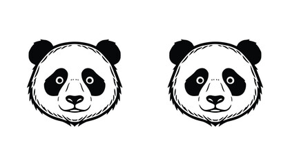 Friendly panda head logo design for cute animal mascot or brand identity in black and white vector illustration style suitable for children clothing and nature conservation projects and media © Ryan