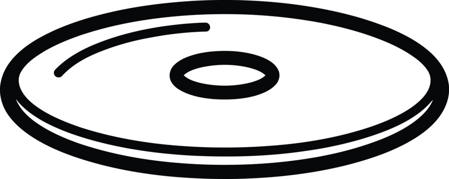 Minimalist illustration of a black CD on white background