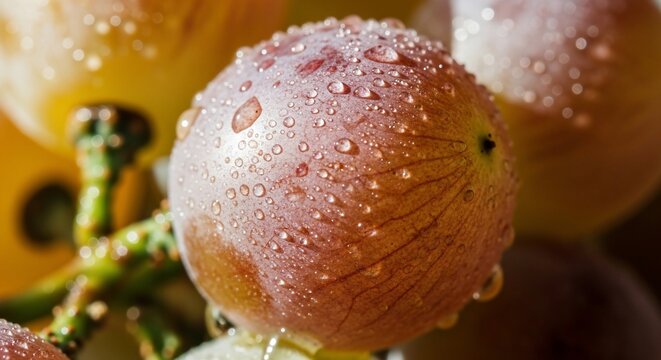 Close up grapes with water droplets