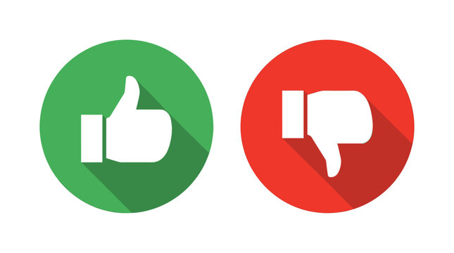 Feedback user interface collection in flat style, like, dislike, approval, rejection, and voting symbols.