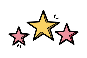Obraz premium Colorful star icons, cartoon stars, pink and yellow stars, vector graphics