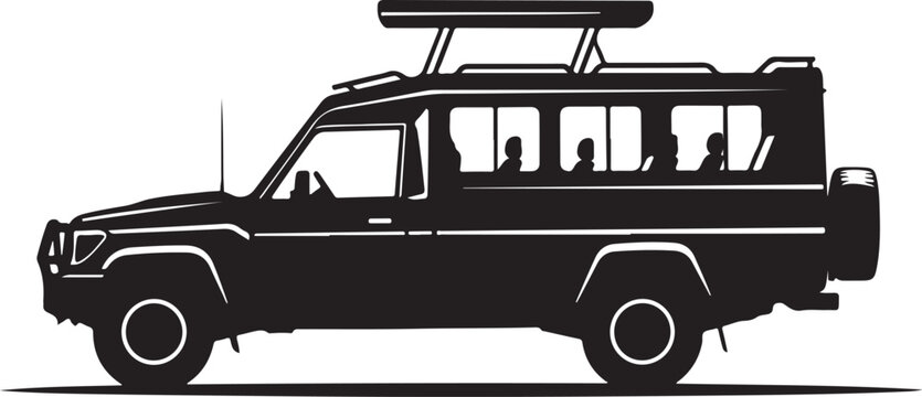 SUV, off-road vehicle, car silhouette, transport icon, black illustration