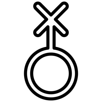 Gender nonconforming symbol. Editable stroke vector icon.