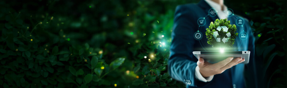 Green business company with eco-friendly waste management regulation, Recycle, Renewable energy for Environmental, Corporate responsibility of Sustainability business, Recycle reduce reuse policy.