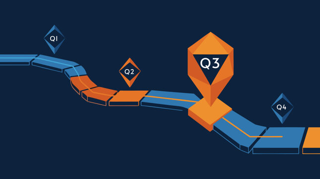 3rd Quarter Q3 Highlighted on Business Roadmap Timeline Vector